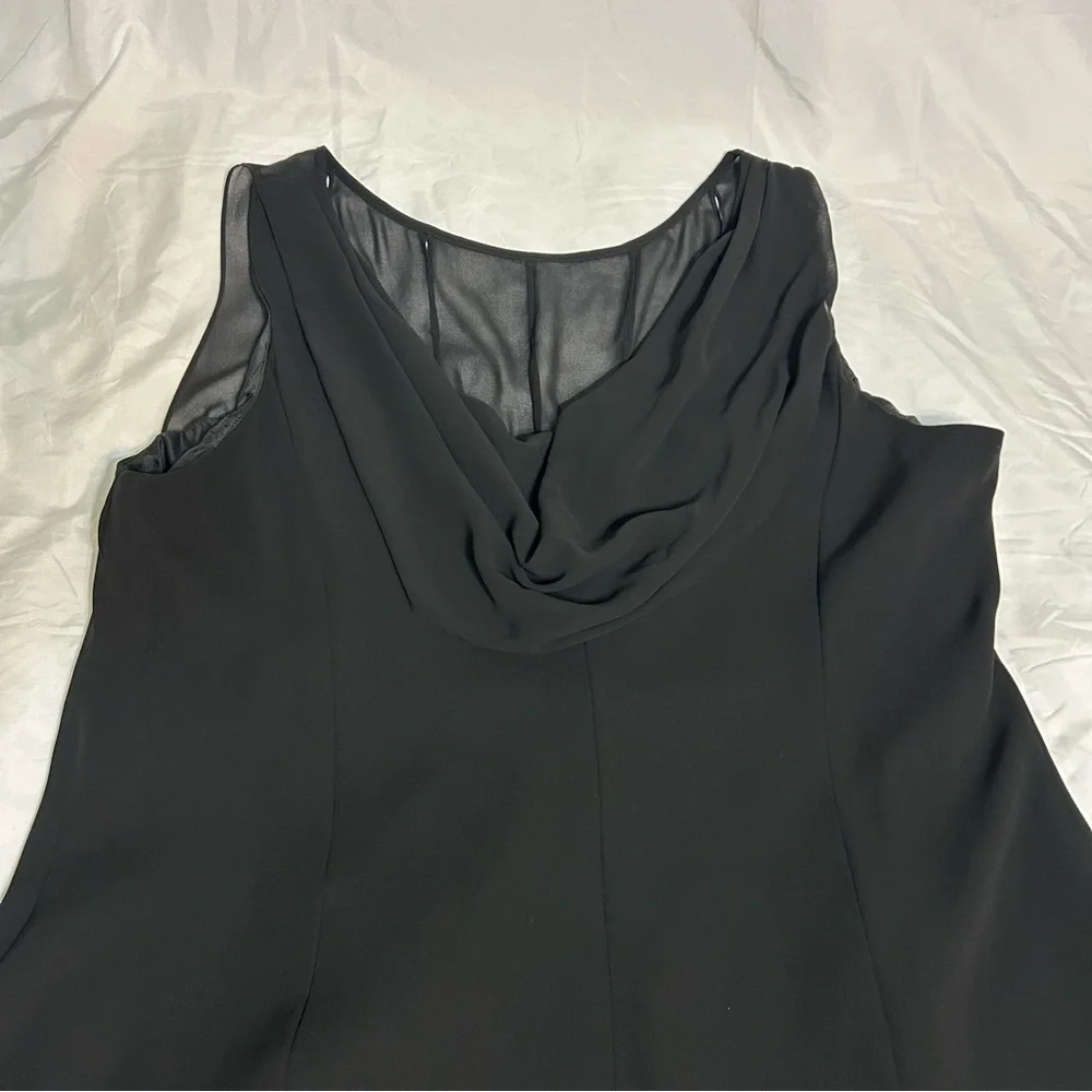 Jones New York Black Lined Cocktail Dress W/ Rhinestones Draped Back 20W - Picture 8 of 11